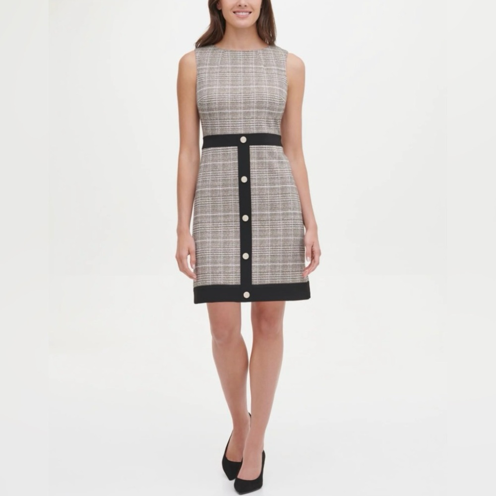 Tommy Hilfiger Black and Gray Plaid Dress